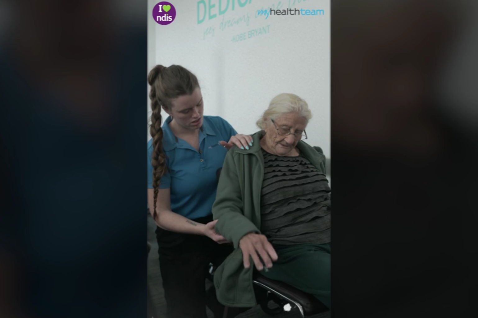 Health practitioner assisting an elderly woman during a physical therapy session at My Health Team in Redcliffe, focusing on mobility and strength. The session highlights the importance of personalised care for improving joint health and overall well-being.